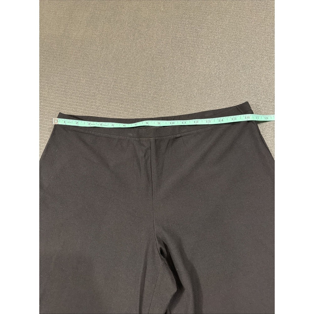 Eileen Fisher Pants Womens LP Black Pull On Crepe Tapered Stretch Crop Mid Rise - Picture 2 of 4